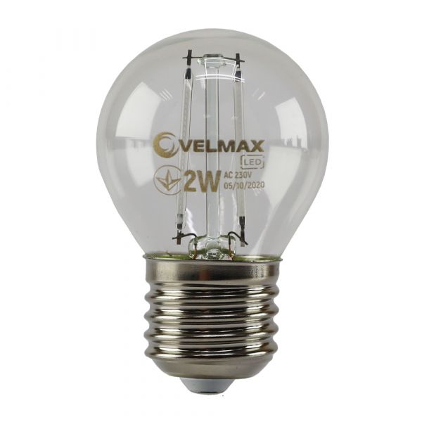 Лампа LED VELMAX V-FILAMENT-G45, 2W, E27, СИНЯЯ, 200LM
