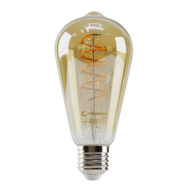Лампа LED VELMAX V-FILAMENT-AMBER-ST64-СПИРАЛЬ-V, 4W, E27, 2700K, 300LM