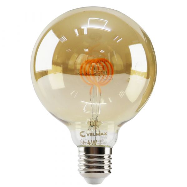 Лампа LED VELMAX V-FILAMENT-AMBER-G95-СПИРАЛЬ-G, 4W, E27, 2700K, 300LM