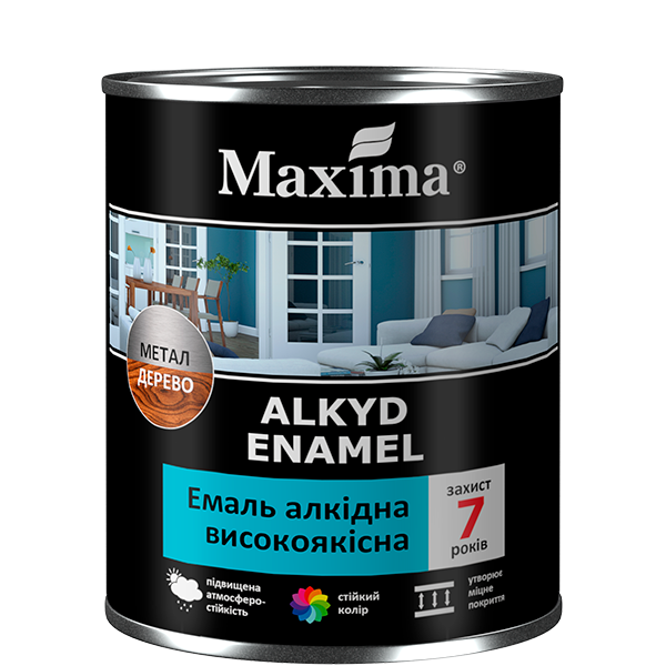 Эмаль алкидная высококачественная, белая глянцевая Maxima