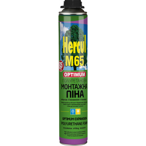 Пена монтажная HERCUL M65 OPTIMUM всесезонная ПРОФИ 850 мл