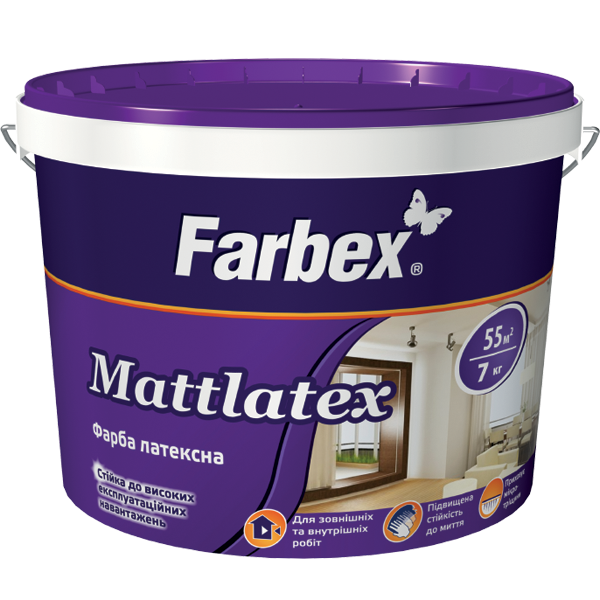 Краска латексная для внешний и внутренних работ Mattlatex, белая матовая